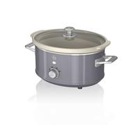 Swan 3.5L Retro Slow Cooker - Retro Grey, 200W, with 3 Temperature Settings, Keep Warm Function, SF17021GRN