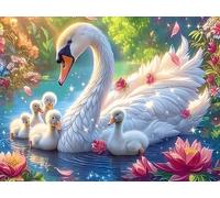 Swan 300-piece Jigsaw Puzzle Set Vibrant Fantasy Animals For Adults Teens 14+ Logic Skill Indoor Game Family Game Night Summer Durable Material 300 PCS/40x28cm