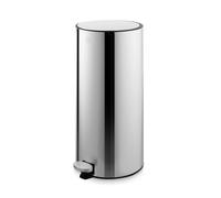 Swan 30L Round Pedal Bin with Foot Pedal System, Plastic Lid and Inner Bucket, Stainless Steel with Fingerprint Proof Finish