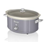 Swan 6.5L Retro Slow Cooker - Retro Grey, 320W, with 3 Temperature Settings, Keep Warm Function, SF17031GRN