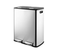 Swan 60L Recycling Bin with 2 x 30L Compartments, Soft Close Lids, Foot Pedal System, Removable Inner Buckets, Stainless Steel with Fingerprint Proof Finish