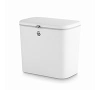 Swan 7L Kitchen Compost Caddy with Door Hanging Hook and Surface Adhesive, Removable Retainer Ring, Food Scraper Included, Water Resistant PP, White