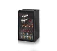 Swan 80L Glass Fronted Under Counter Beer and Drinks Fridge, 3 Shelves, Interior Light, Adjustable Thermostat, Reversible Door and Adjustable Feet, E Energy Rated, Black, SR12030BN