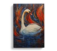 Swan Abstract Art Canvas Print | Gallery Wrapped 30mm Frame Wall Art | 30x20 inches | Ready to Hang | Abstract Bird Picture | Living Room Bedroom Lounge Office
