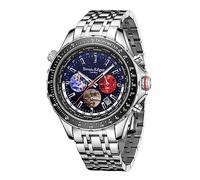 SWAN AND EDGAR World Timer Mechaquartz Chronograph Designer Watch for Men with Saphire Glass, Hand Assembled 30m Water Resistant Analogue Men's Watch - Steel Blue