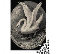 Swan Art Print Poster Jigsaw Puzzles Puzzle for Adults Kids. 1000 Pieces Whimsical Challenge Toy Educational Games Home Decoration for Educational Games Gifts 38x26cm/1000pcs