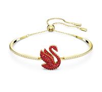 Swan bangle, Swan, Medium, Red, Gold-tone plated