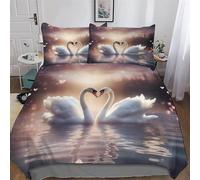Swan Bedding Set Duvet Cover Soft Quilt Cover for Kids, Girls, Boys And Teens 3 Pieces with Pillowcase Cosy Bed Linen King(220x240cm)