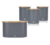 Swan Bread Bin And Canisters Set In Grey Grey