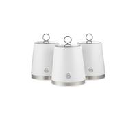 SWAN Serenity Bread Bin with Ventilation, Smooth Matt Finish and Roll Top Lid, 14 Litre and Set of 3 Kitchen Storage Canisters for Tea, Coffee, and Sugar, 1.3L, White