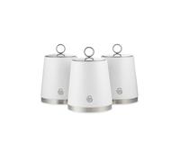 SWAN Serenity Bread Bin with Ventilation, Smooth Matt Finish and Roll Top Lid, 14 Litre and Set of 3 Kitchen Storage Canisters for Tea, Coffee, and Sugar, 1.3L, White