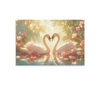 Swan Canvas Wall Art Abstract Wildlife Wall Decor Pictures 3D Prints Paintings Poster Artwork for Living Room Home Decoration 20x30inch(50x75cm)