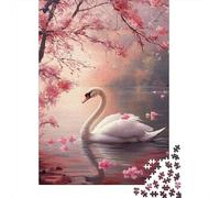 Swan Cherry Blossom Lake 1000pcs Jigsaw Puzzle for Adults Challenging