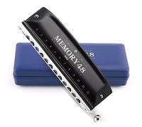 SWAN Chromatic Harmonica 12 Holes Deluxe Harmonica C Key with Slider and Valve - 12 Hole 48 Tone for Adults Beginners Students - Professional Harmonica Key of C, Frosted Black (Memory48)