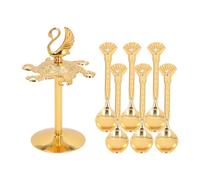 Swan Coffee Spoons Set Mirror Polished Elegant Zinc Alloy Strong Construction 6 Piece Set for Coffee Tea Desserts Fruits Salads Dining Table Decor (Gold)