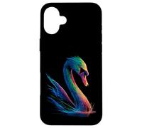 Swan Colorful Art Animal Lover Geometric Motif Case for iPhone 16 Plus