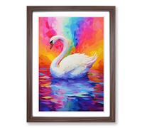 Swan Colour Field Framed Print | A2 Walnut Framed Wall Art | Ready to Hang | Modern Animal Picture | Living Room Bedroom Lounge Office