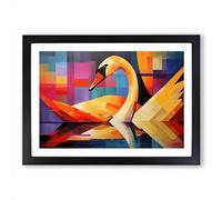 Swan Constructivism Framed Wall Art Print, Ready to Hang Picture for Living Room Bedroom Home Office, Black A2 (66 x 48 cm)