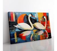 Swan Constructivism No.2 Canvas Print for Living Room Bedroom Home Office Décor, Wall Art Picture Ready to Hang, 76x50 cm (30x20 Inch)