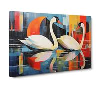 Swan Constructivism No.2 Canvas Print for Living Room Bedroom Home Office Décor, Wall Art Picture Ready to Hang, 30x20 Inch (76x50 cm)