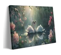 Swan Couple Lake Forest Poster Music Canvas Posters for Bedroom Wall Art Decor Posters & Prints 16x24inch(40x60cm) Frame-style