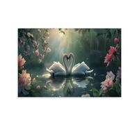 Swan Couple Lake Forest Poster Music Canvas Posters for Bedroom Wall Art Decor Posters & Prints 20x30inch(50x75cm) Unframe-style