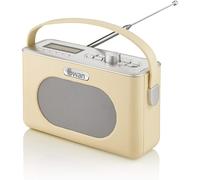 Swan Cream Retro Radio, 3W Power Output, 24 Hour Auto Adjusting Clock, Auto/Manual Scan, 20+ Pre-set