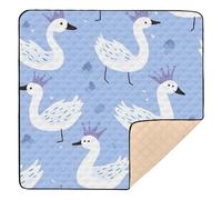 Swan Crown Blue Cute Cartoon Cute Foldable Baby Playmat for Floor Cozy Breathable Tummy Time Activity Mat for Babies Infants Toddlers, 50'' x 50''