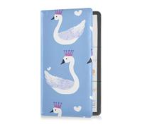 Swan Crown Blue Cute Cartoon Premium Leather Car Registration and Insurance Card Holder Essential Car Wallet Case for Any Car, Truck, Motorcycle, Trailer or Boat