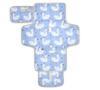 Swan Crown Blue Cute Cartoon Reusable Diaper pad Changing mat with Tissue Pocket Diaper mat Changing pad with Built-in Pillow