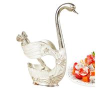 Swan Cutlery Holder - Polished Alloy Finish, Decorative Table Accent, Rust Resistant Structure, Elegant Display Piece | Wedding Celebration Banquet Dining Arrangement Accessory Size 15x8.5x4.5cm 14.5x