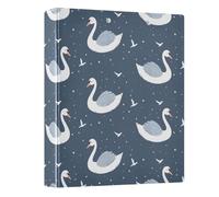 Swan Dark Background 3 Ring Binder 1.5 Inch Round Ring Binder View Binder Holds 200 Documents for Home School Office Use