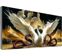 Swan Diamond Art for Kids, 5D Diamond Painting Devil, Dimond Art for Adults Beginners, Full Drill DIY Diamond Paintings Mosaic Kits, Cross Stitch Embroidery Kits for Home Decor Gifts 50x100cm C2-305