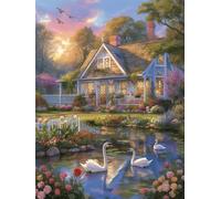 Swan Diamond Art kits Adults Small Diamond Painting 28x35 inch, Full Drill Crystal Art Kits for Kids Rhinestone Embroidery Cross Stitch Canvas Painting House Mosaic Craft Pictures for Beginner z1317-t