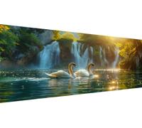 Swan Diamond Art Kits for Adults, 5D DIY Full Drill Diamond Painting Lake Kits for Beginners, Premium Gem Crafts Embroidery Pictures for Home Decoration, Mothers Day Gifts for Mum, 40x90cm Y1-818