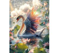 Swan Diamond Painting Kits for Adults, Lake Surface Diamond Art Kits for Beginners, 5D DIY Full Drill Gem Art Diamond Painting Crafts Kits, Paintings by Numbers for Home Decor Gifts, 40x52in Y1SG-882