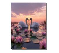 Swan Diamond Painting Set for Adults and Children, Flower DIY Full Drill 5D Diamond Art Painting, Crystal Art Embroidery Cross Stitch Crafts, Suitable for Home Wall Decoration 16 x 20inch BJHF387
