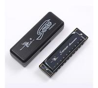 Swan Diatonic Harmonica 10 Hole Blues Harmonica C key 20 Tone Harmonica Harp for Student Adult Beginner harmonica (Black)