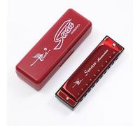 Swan Diatonic Harmonica 10 Hole Blues Harmonica C key 20 Tone Harmonica Harp for Student Adult Beginner harmonica (Red)