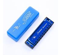 Swan Diatonic Harmonica 10 Hole Blues Harmonica C key 20 Tone Harmonica Harp for Student Adult Beginner harmonica (Blue)