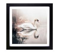 Swan Double Exposure Framed Print | 18x18 Inch Black Framed Wall Art | Ready to Hang | Modern Animal Picture | Living Room Bedroom Lounge Office