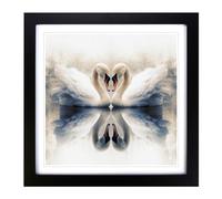 Swan Double Exposure No.2 Framed Print | 18x18 Inch Black Framed Wall Art | Ready to Hang | Modern Animal Picture | Living Room Bedroom Lounge Office