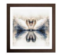 Swan Double Exposure No.2 Framed Print | 18x18 Inch Walnut Framed Wall Art | Ready to Hang | Modern Animal Picture | Living Room Bedroom Lounge Office