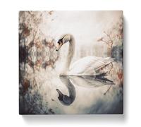 Swan Double Exposure No.3 Canvas Print | Gallery Wrapped 30mm Frame Wall Art | 20x20 inches | Ready to Hang | Modern Bird Picture | Living Room Bedroom Lounge Office