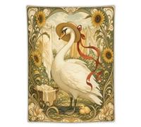 Swan Ducklings Sunflower Wall Tapestry, Whimsical Animals Bedside