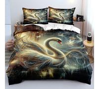 Swan Duvet Cover Single Bedding Set Beauty 3D Duvet Cover Set with 2 Pillowcases - Ultra-Soft Microfibre Bedding for Kids, Teens & Adults