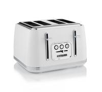 Swan Elegance 4 Slice Toaster Textured White Gloss Finish Chrome Trim ST19025WHT