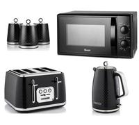 Swan Elegance Black 6-Piece Kitchen Set - Textured Gloss Black Finish With Chrome Accents.
