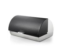 Swan Elegance Bread Bin with Textured Gloss Finish, Roll Top Design and Ventilation for Longer Freshness, 14L, Black