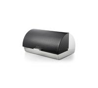 Swan Elegance Bread Bin with Textured Gloss Finish, Roll Top Design and Ventilation for Longer Freshness, 14L, Black